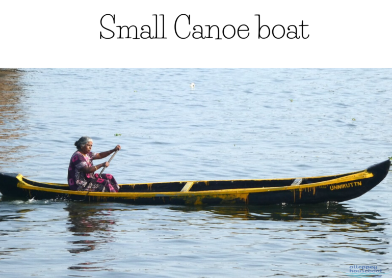 small canoe boat along kerala backwaters